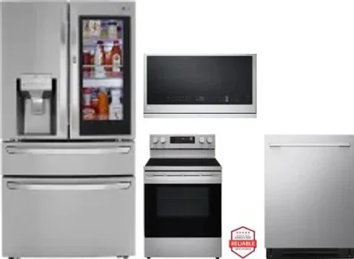 4 Piece Package Includes Refrigerator, Range, Microwave And Dishwasher