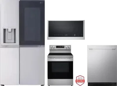 4 Piece Package Includes Refrigerator, Range, Microwave And Dishwasher