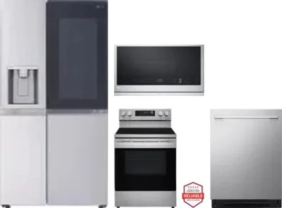 4 Piece Package Includes Refrigerator, Range, Microwave And Dishwasher