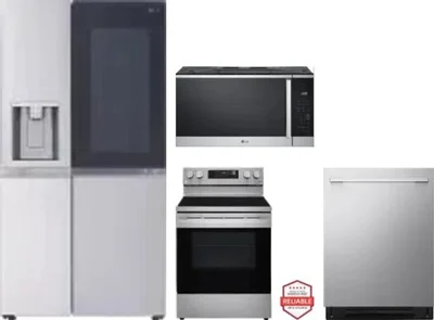 4 Piece Package Includes Refrigerator, Range, Microwave And Dishwasher