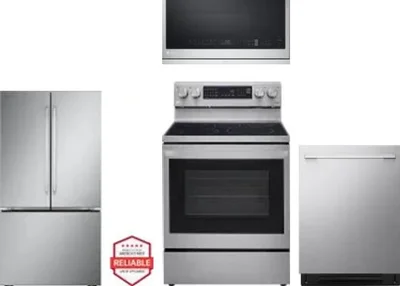 4 Piece Package Includes Refrigerator, Range, Microwave And Dishwasher