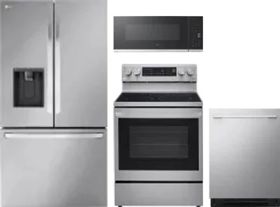 4 Piece Package Includes Refrigerator, Range, Microwave And Dishwasher