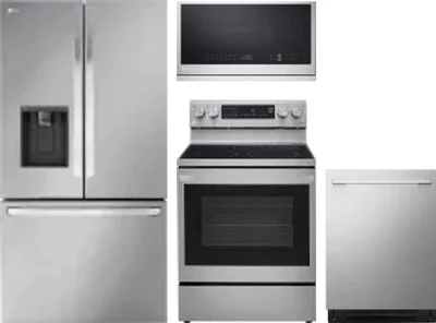 4 Piece Package Includes Refrigerator, Range, Microwave And Dishwasher