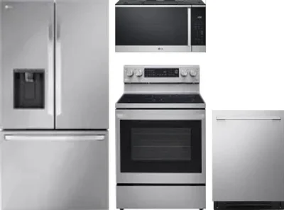 4 Piece Package Includes Refrigerator, Range, Microwave And Dishwasher