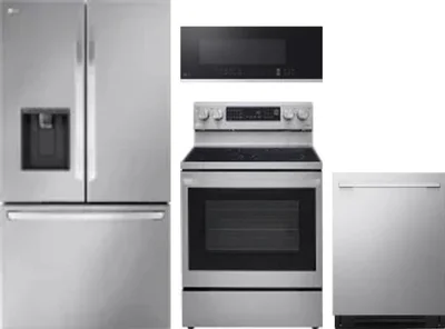 4 Piece Package Includes Refrigerator, Range, Microwave And Dishwasher