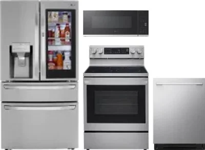 4 Piece Package Includes Refrigerator, Range, Microwave And Dishwasher