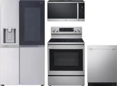 4 Piece Package Includes Refrigerator, Range, Microwave And Dishwasher