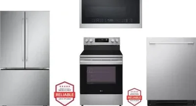 4 Piece Package Includes Refrigerator, Range, Microwave And Dishwasher