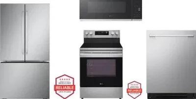 4 Piece Package Includes Refrigerator, Range, Microwave And Dishwasher