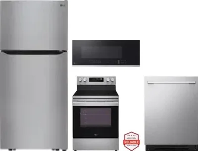 4 Piece Package Includes Refrigerator, Range, Microwave And Dishwasher