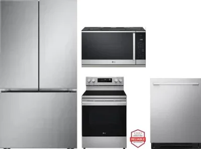 4 Piece Package Includes Refrigerator, Range, Microwave And Dishwasher