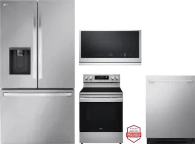 4 Piece Package Includes Refrigerator, Range, Microwave And Dishwasher