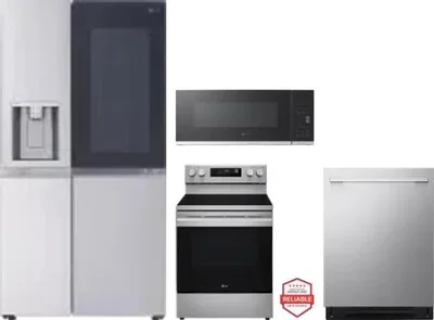 4 Piece Package Includes Refrigerator, Range, Microwave And Dishwasher
