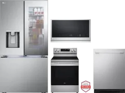 4 Piece Package Includes Refrigerator, Range, Microwave And Dishwasher