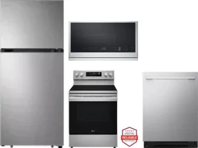 4 Piece Package Includes Refrigerator, Range, Microwave And Dishwasher