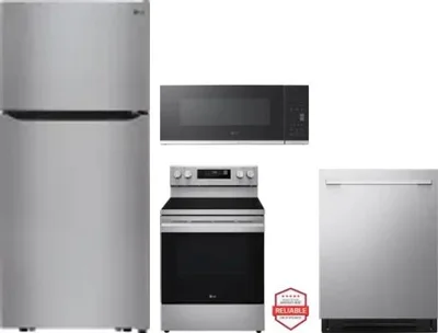 4 Piece Package Includes Refrigerator, Range, Microwave And Dishwasher