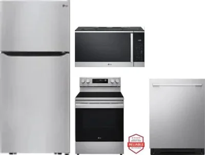 4 Piece Package Includes Refrigerator, Range, Microwave And Dishwasher