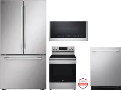 4 Piece Package Includes Refrigerator, Range, Microwave And Dishwasher