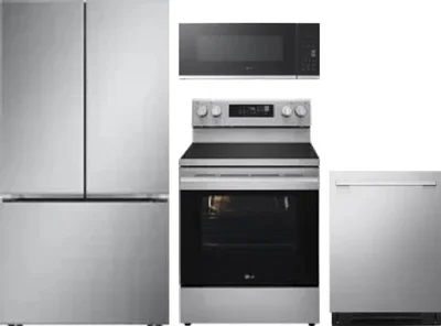 4 Piece Package Includes Refrigerator, Range, Microwave And Dishwasher