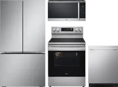 4 Piece Package Includes Refrigerator, Range, Microwave And Dishwasher