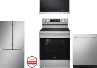 4 Piece Package Includes Refrigerator, Range, Microwave And Dishwasher
