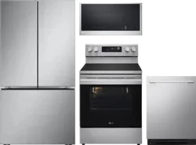4 Piece Package Includes Refrigerator, Range, Microwave And Dishwasher