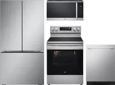 4 Piece Package Includes Refrigerator, Range, Microwave And Dishwasher