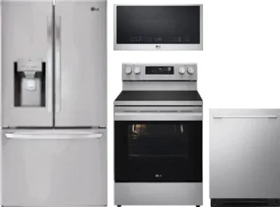 4 Piece Package Includes Refrigerator, Range, Microwave And Dishwasher