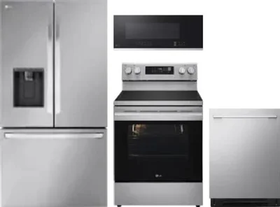 4 Piece Package Includes Refrigerator, Range, Microwave And Dishwasher