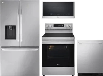 4 Piece Package Includes Refrigerator, Range, Microwave And Dishwasher