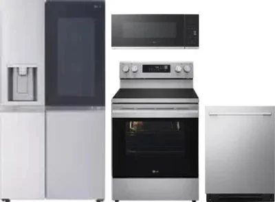 4 Piece Package Includes Refrigerator, Range, Microwave And Dishwasher