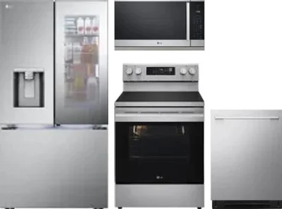 4 Piece Package Includes Refrigerator, Range, Microwave And Dishwasher