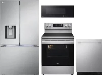 4 Piece Package Includes Refrigerator, Range, Microwave And Dishwasher