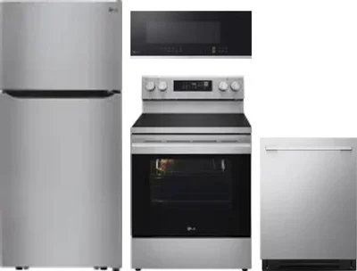 4 Piece Package Includes Refrigerator, Range, Microwave And Dishwasher