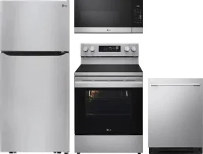 4 Piece Package Includes Refrigerator, Range, Microwave And Dishwasher