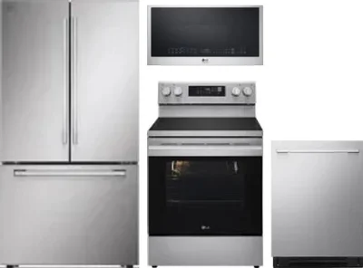 4 Piece Package Includes Refrigerator, Range, Microwave And Dishwasher