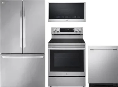 4 Piece Package Includes Refrigerator, Range, Microwave And Dishwasher