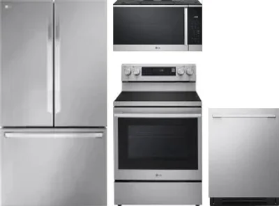 4 Piece Package Includes Refrigerator, Range, Microwave And Dishwasher