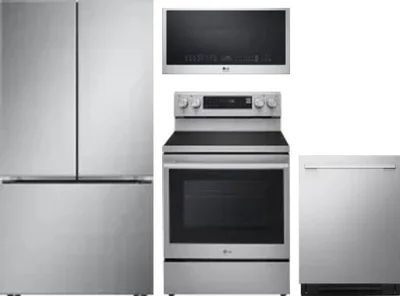 4 Piece Package Includes Refrigerator, Range, Microwave And Dishwasher