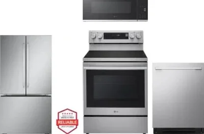 4 Piece Package Includes Refrigerator, Range, Microwave And Dishwasher
