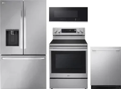 4 Piece Package Includes Refrigerator, Range, Microwave And Dishwasher