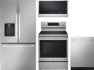 4 Piece Package Includes Refrigerator, Range, Microwave And Dishwasher