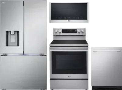 4 Piece Package Includes Refrigerator, Range, Microwave And Dishwasher