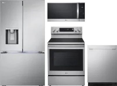 4 Piece Package Includes Refrigerator, Range, Microwave And Dishwasher