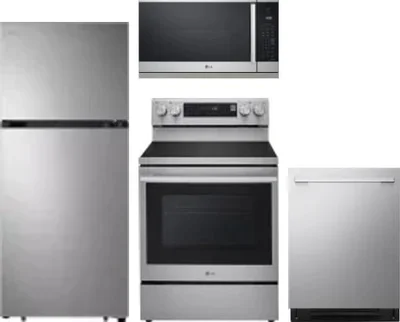 4 Piece Package Includes Refrigerator, Range, Microwave And Dishwasher
