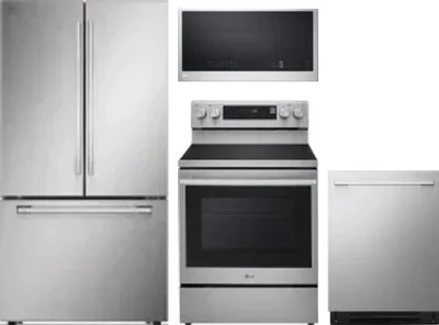 4 Piece Package Includes Refrigerator, Range, Microwave And Dishwasher