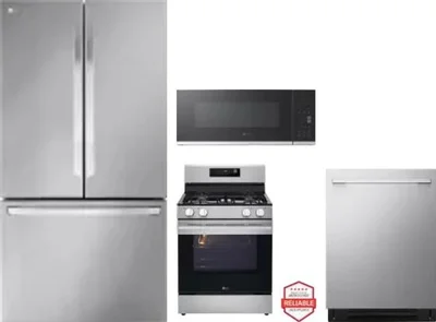 4 Piece Package Includes Refrigerator, Range, Microwave And Dishwasher