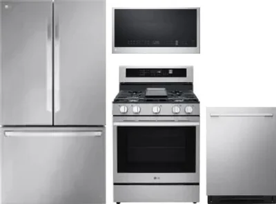 4 Piece Package Includes Refrigerator, Range, Microwave And Dishwasher