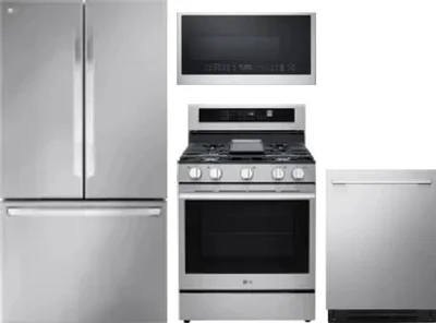 4 Piece Package Includes Refrigerator, Range, Microwave And Dishwasher