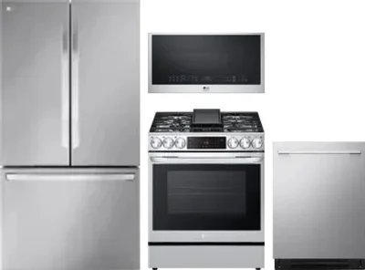 4 Piece Package Includes Refrigerator, Range, Microwave And Dishwasher
